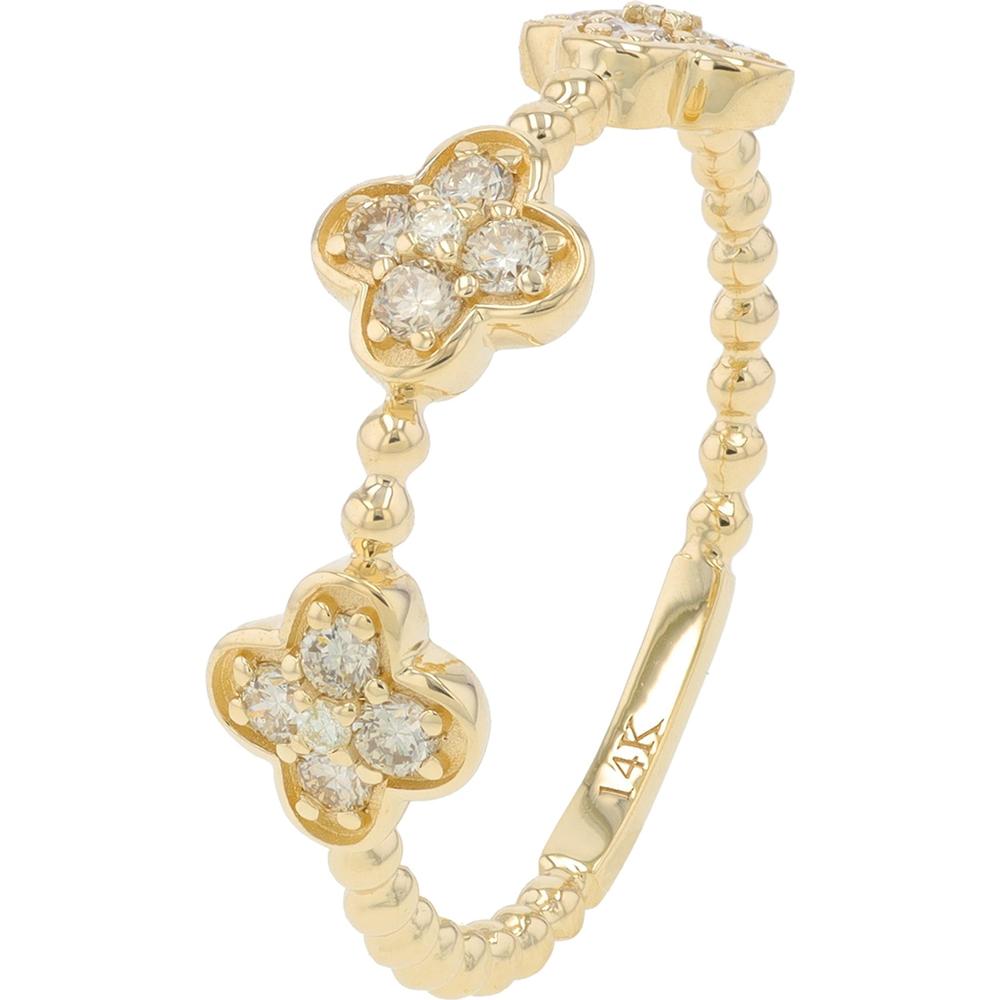 14K Yellow Gold Diamond Clover Band with 0.30 Carat Total Diamond Weight