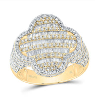 14K Yellow Gold Diamond Clover Ring - 1 1/2 Carat Total Diamond Weight