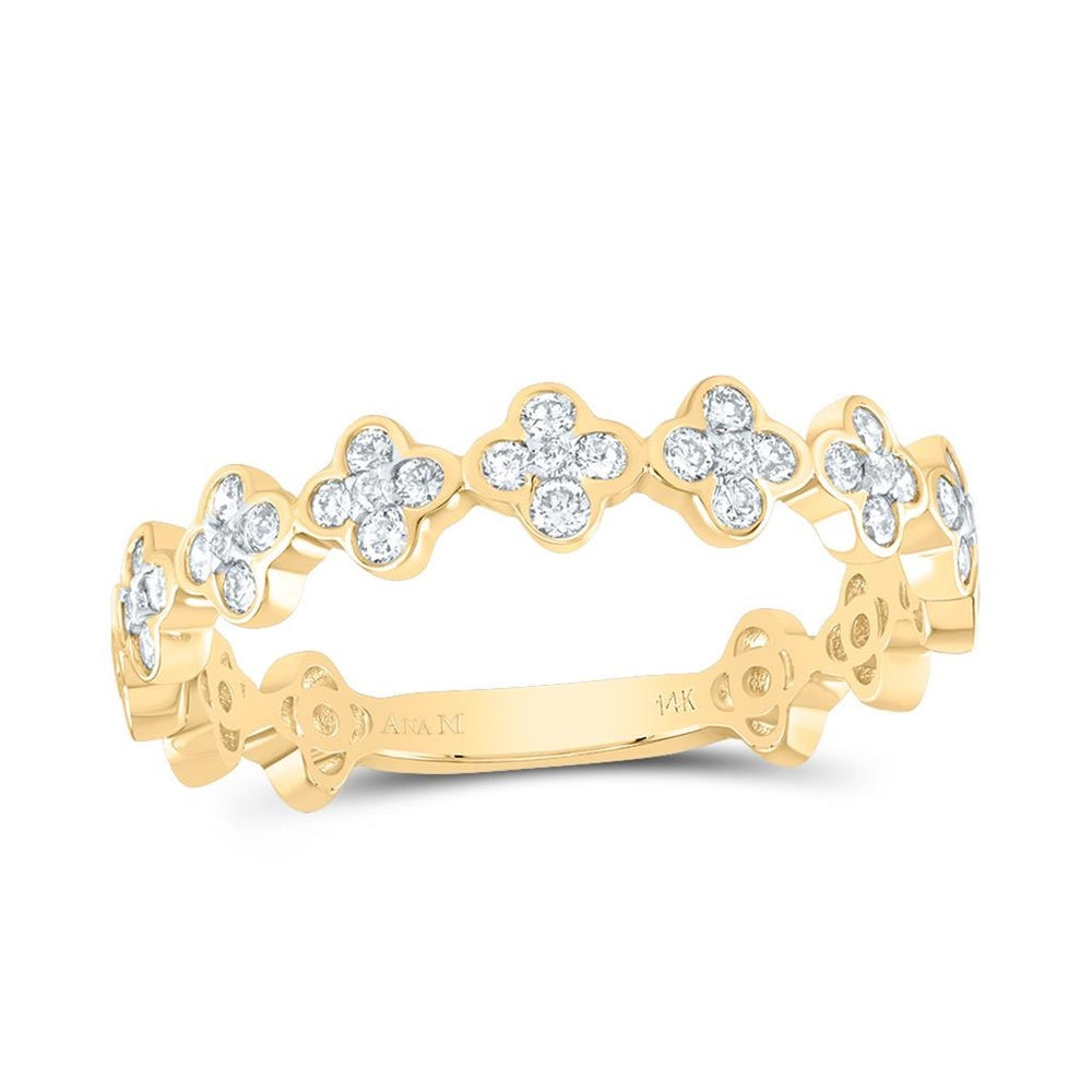 14K Yellow Gold Diamond Clover Ring - 1/3 Carat Total Diamond Weight