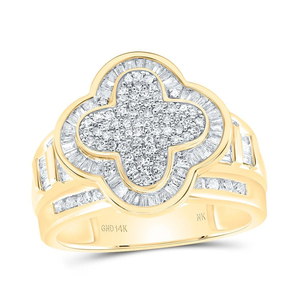 14K Yellow Gold Diamond Clover Ring - 1 Carat Total Diamond Weight