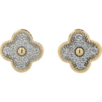 14K Yellow Gold Diamond Clover Stud Earrings - 0.27 Carat Total Diamond Weight