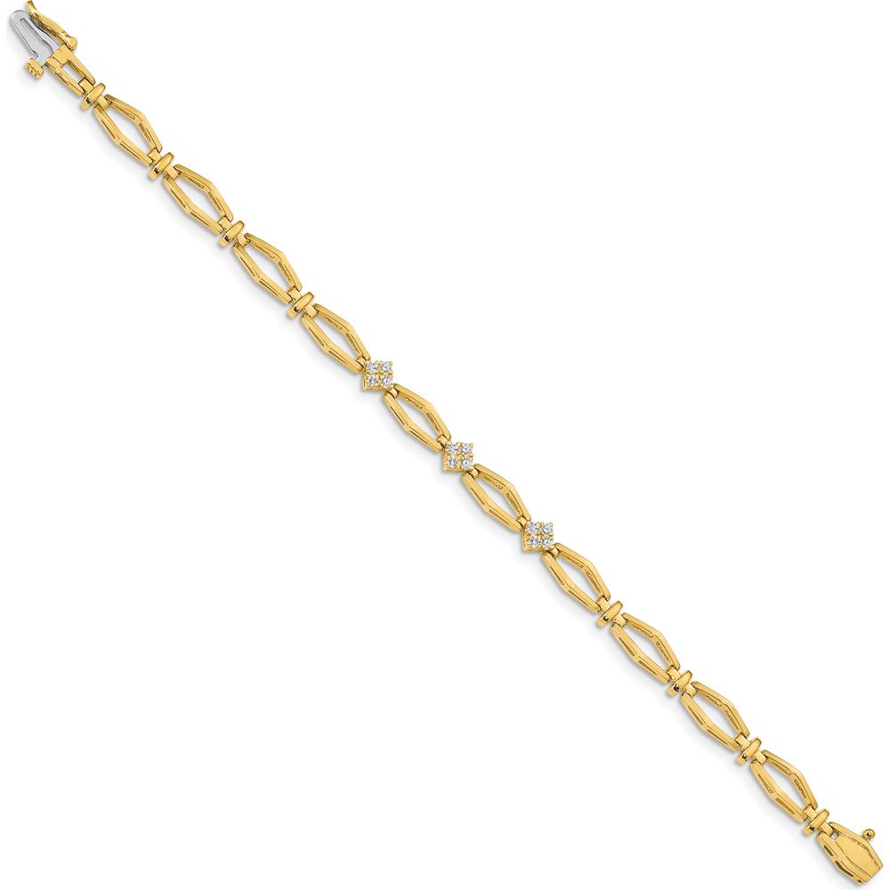 14K Yellow Gold Diamond Cluster Bracelet with 1.6mm Round Diamonds - 1/5 Carat Total Diamond Weight by Monteluci Fine Jewelry