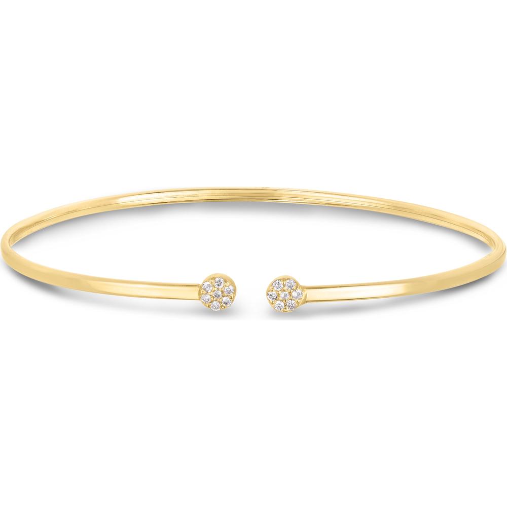 14K Yellow Gold Diamond Cluster Cuff Bangle - 0.14 Carat Total Diamond Weight by Orozza Fine Jewelry