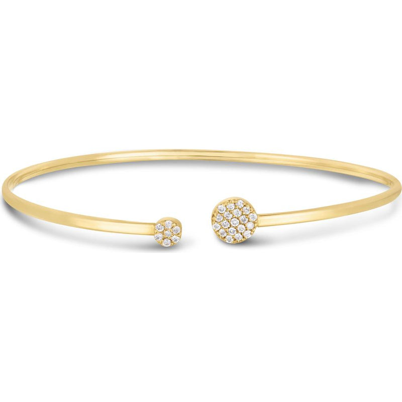 14K Yellow Gold Diamond Cluster Cuff Bangle with 0.26 Carat Total Diamond Weight by Orozza Fine Jewelry