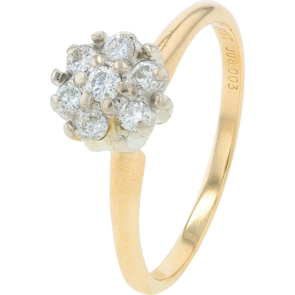 14K Yellow Gold Diamond Cluster Engagement Ring - 0.25 Carat Total Diamond Weight