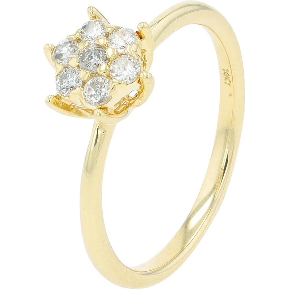 14K Yellow Gold Diamond Cluster Engagement Ring with 0.25 Carat Total Diamond Weight