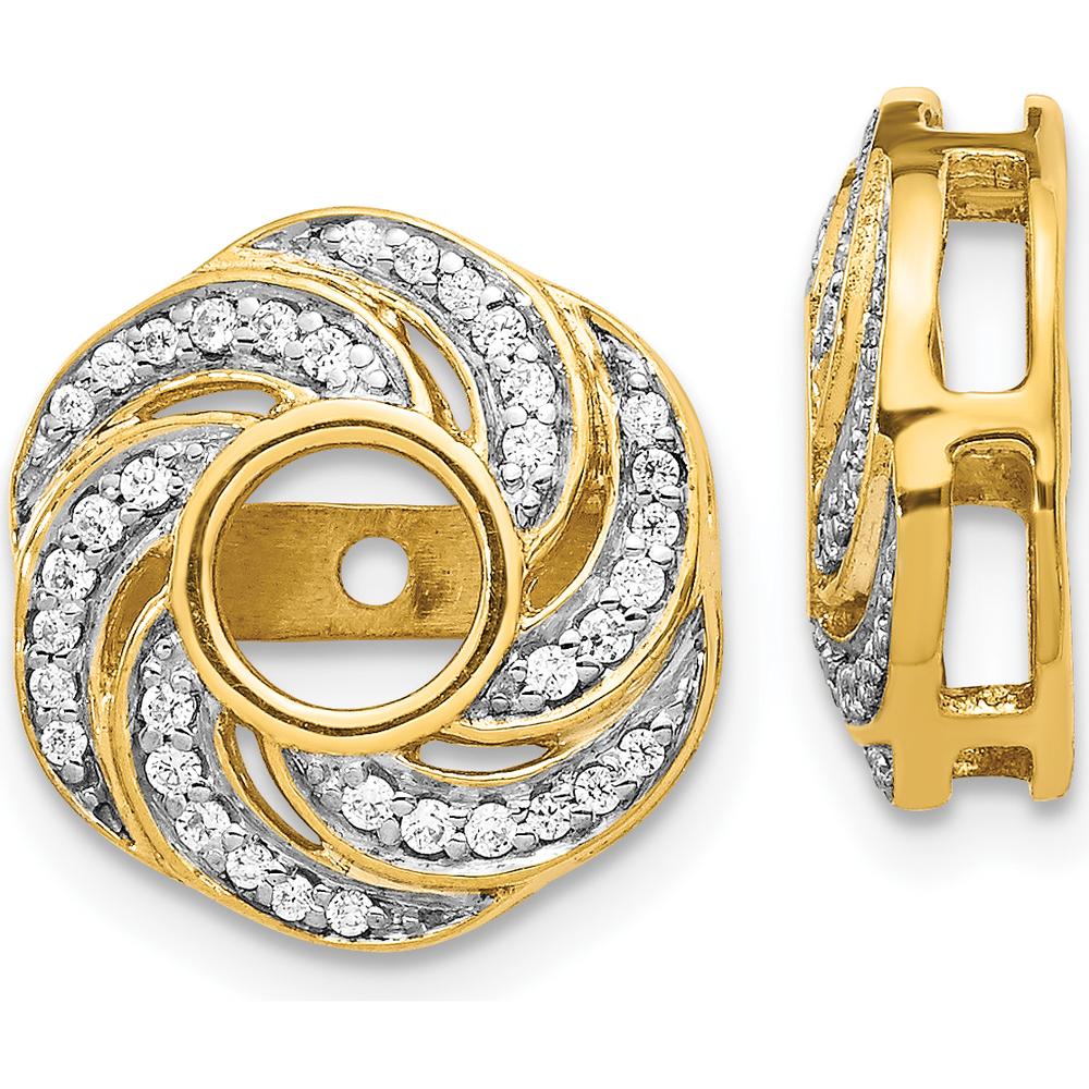 14K Yellow Gold Diamond Cluster Jacket Earrings - 0.008 Carats Total Diamond Weight by Monteluci Fine Jewelry