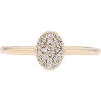 14K Yellow Gold Diamond Cluster Oval Ring - 0.13 Carats Total Diamond Weight