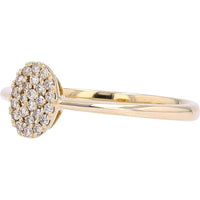 14K Yellow Gold Diamond Cluster Oval Ring - 0.13 Carats Total Diamond Weight