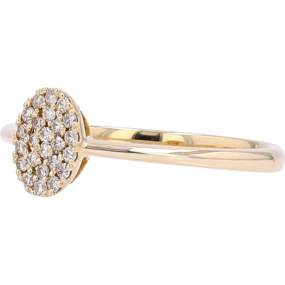 14K Yellow Gold Diamond Cluster Oval Ring - 0.13 Carats Total Diamond Weight