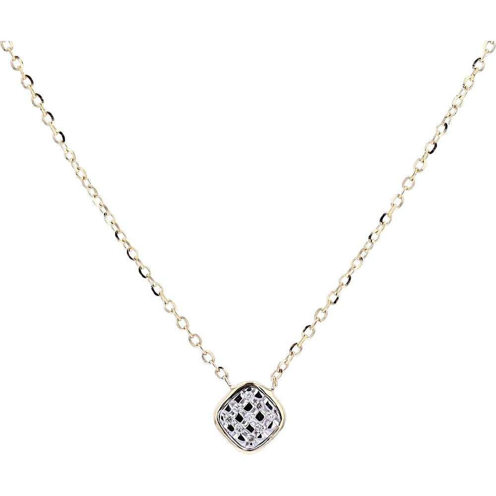 14K Yellow Gold Diamond Cluster Pendant with Adjustable Chain - 0.03 Carats Total Diamond Weight