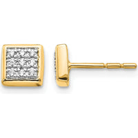 14K Yellow Gold Diamond Cluster Post Earrings - 0.09 Carat Total Diamond Weight by Monteluci Fine Jewelry