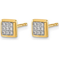 14K Yellow Gold Diamond Cluster Post Earrings - 0.09 Carat Total Diamond Weight by Monteluci Fine Jewelry