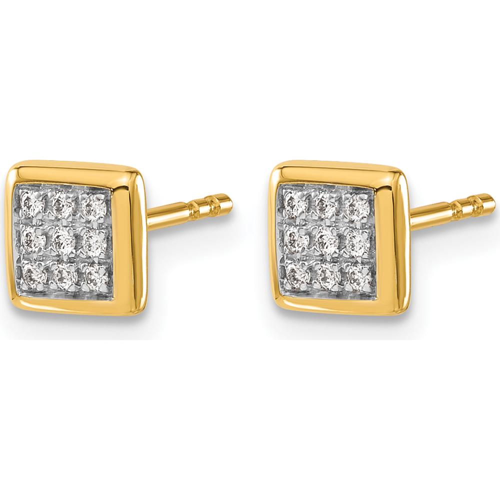 14K Yellow Gold Diamond Cluster Post Earrings - 0.09 Carat Total Diamond Weight by Monteluci Fine Jewelry