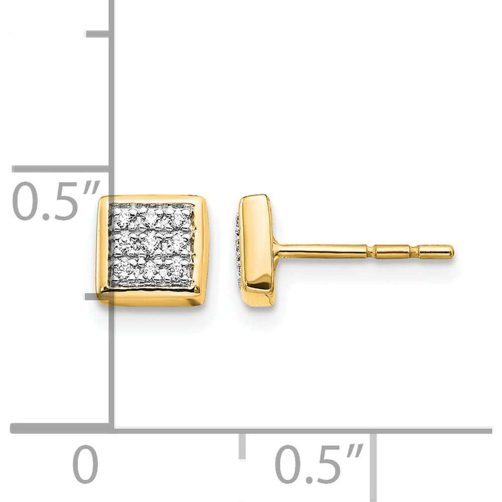 14K Yellow Gold Diamond Cluster Post Earrings - 0.09 Carat Total Diamond Weight by Monteluci Fine Jewelry