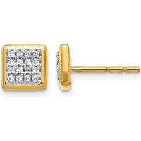 14K Yellow Gold Diamond Cluster Post Earrings - 0.13 Carat Total Diamond Weight by Monteluci Fine Jewelry