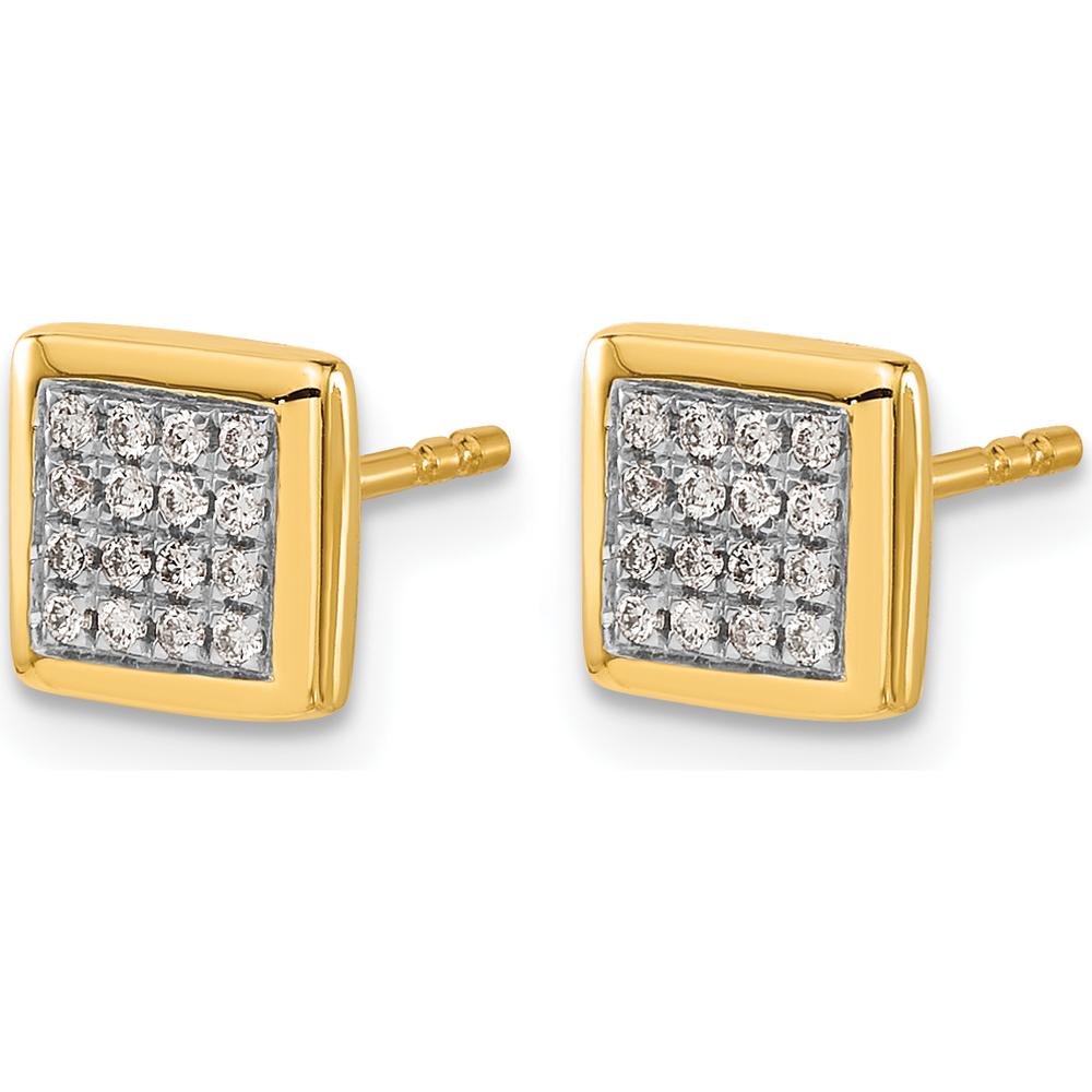 14K Yellow Gold Diamond Cluster Post Earrings - 0.13 Carat Total Diamond Weight by Monteluci Fine Jewelry