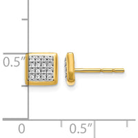 14K Yellow Gold Diamond Cluster Post Earrings - 0.13 Carat Total Diamond Weight by Monteluci Fine Jewelry