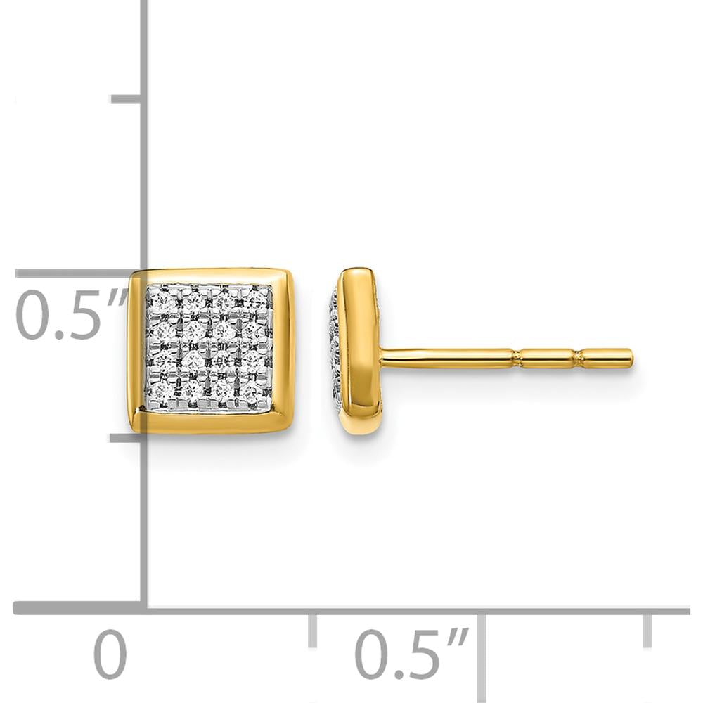 14K Yellow Gold Diamond Cluster Post Earrings - 0.13 Carat Total Diamond Weight by Monteluci Fine Jewelry