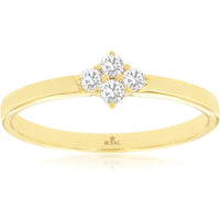 14K Yellow Gold Diamond Cluster Ring with Prong-Set Round Brilliant Stones - 0.15 Carat Total Diamond Weight - Royal Jewelry