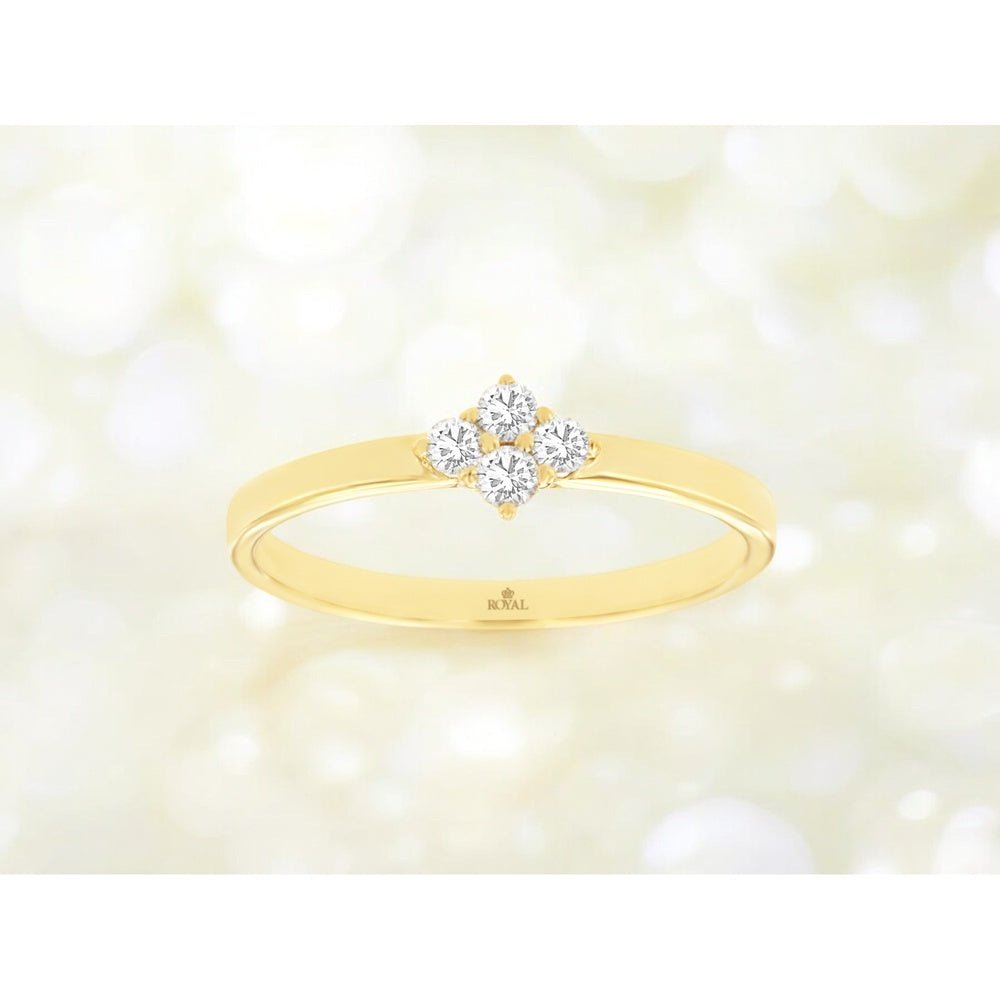 14K Yellow Gold Diamond Cluster Ring with Prong-Set Round Brilliant Stones - 0.15 Carat Total Diamond Weight - Royal Jewelry