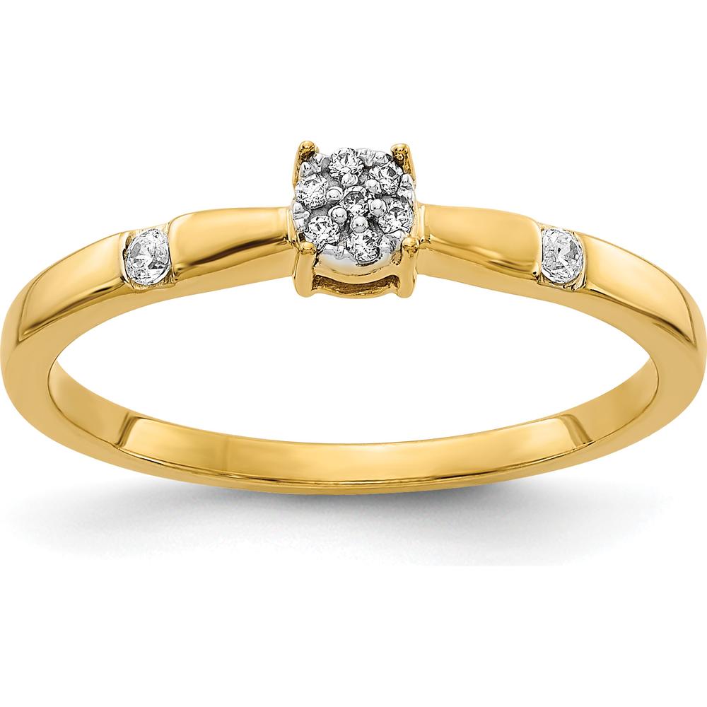 14K Yellow Gold Diamond Cluster Ring with Round Diamonds - 0.03 Carat Total Diamond Weight by 0