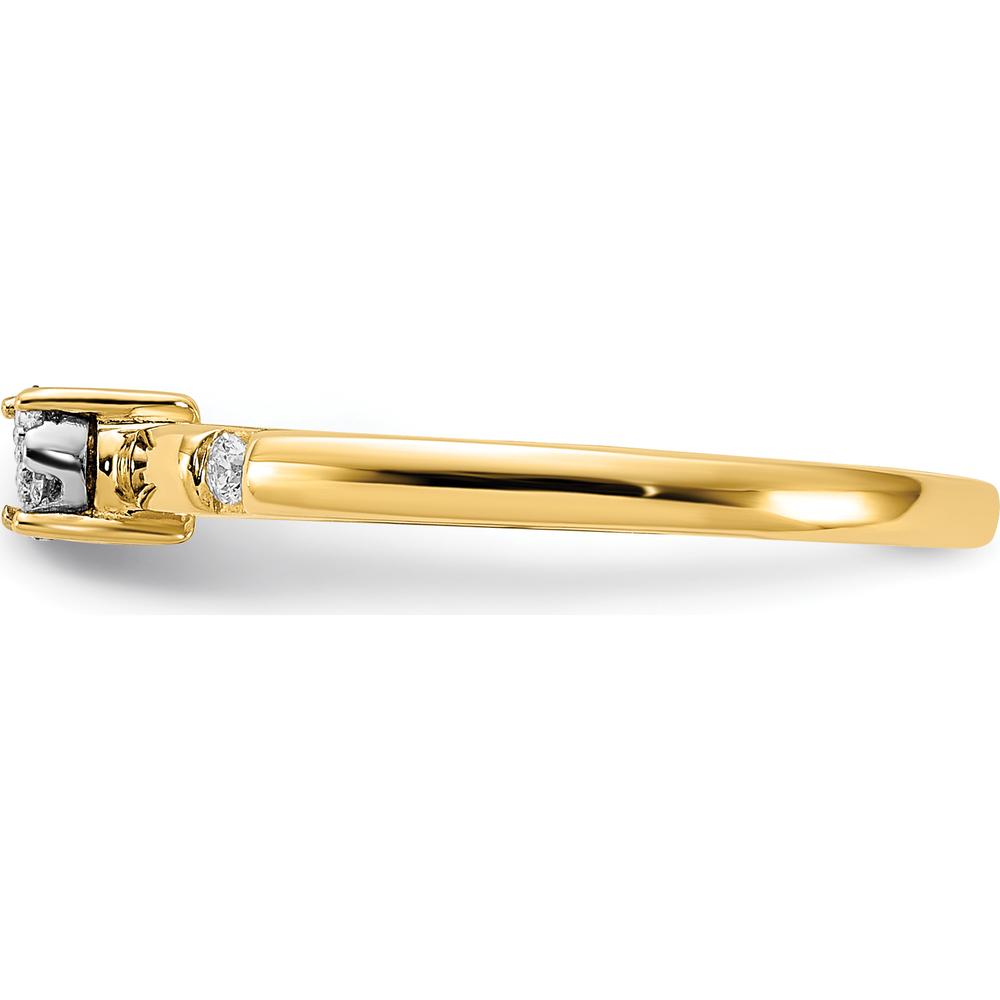 14K Yellow Gold Diamond Cluster Ring with Round Diamonds - 0.03 Carat Total Diamond Weight by 0