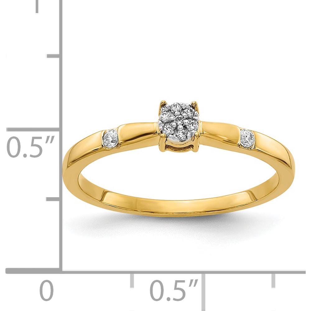 14K Yellow Gold Diamond Cluster Ring with Round Diamonds - 0.03 Carat Total Diamond Weight by 0