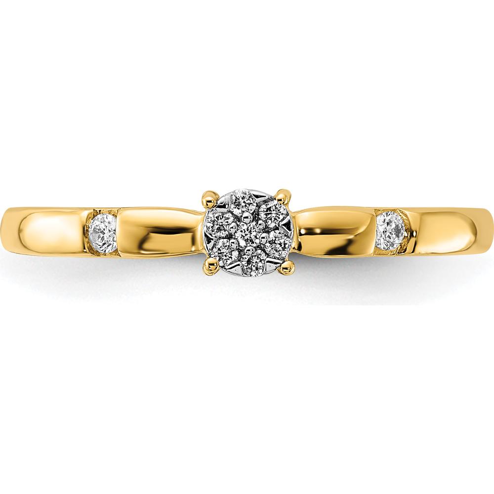 14K Yellow Gold Diamond Cluster Ring with Round Diamonds - 0.03 Carat Total Diamond Weight by 0