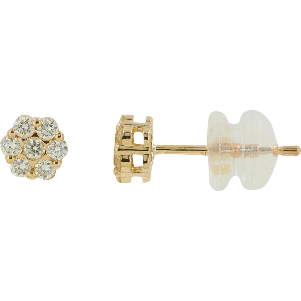14K Yellow Gold Diamond Cluster Stud Earrings - 0.25 Carat Total Diamond Weight