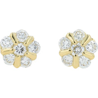 14K Yellow Gold Diamond Cluster Stud Earrings - 0.44 Carats Total Diamond Weight