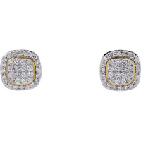 14K Yellow Gold Diamond Cluster Stud Earrings - 1.50 Carat Total Diamond Weight