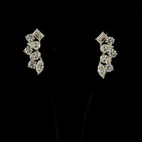 14K Yellow Gold Diamond Crawler Earrings with Emerald, Pear, Marquise, and Oval Cut Lab Diamonds - 5.98 Carats Total Diamond Weight - Covaloro Fine Jewelry