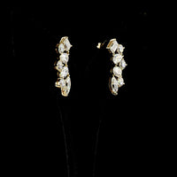 14K Yellow Gold Diamond Crawler Earrings with Mixed Cuts - Total 5.90 Carat Lab Grown Diamonds E-F Color VS Clarity - Covaloro Fine Jewelry