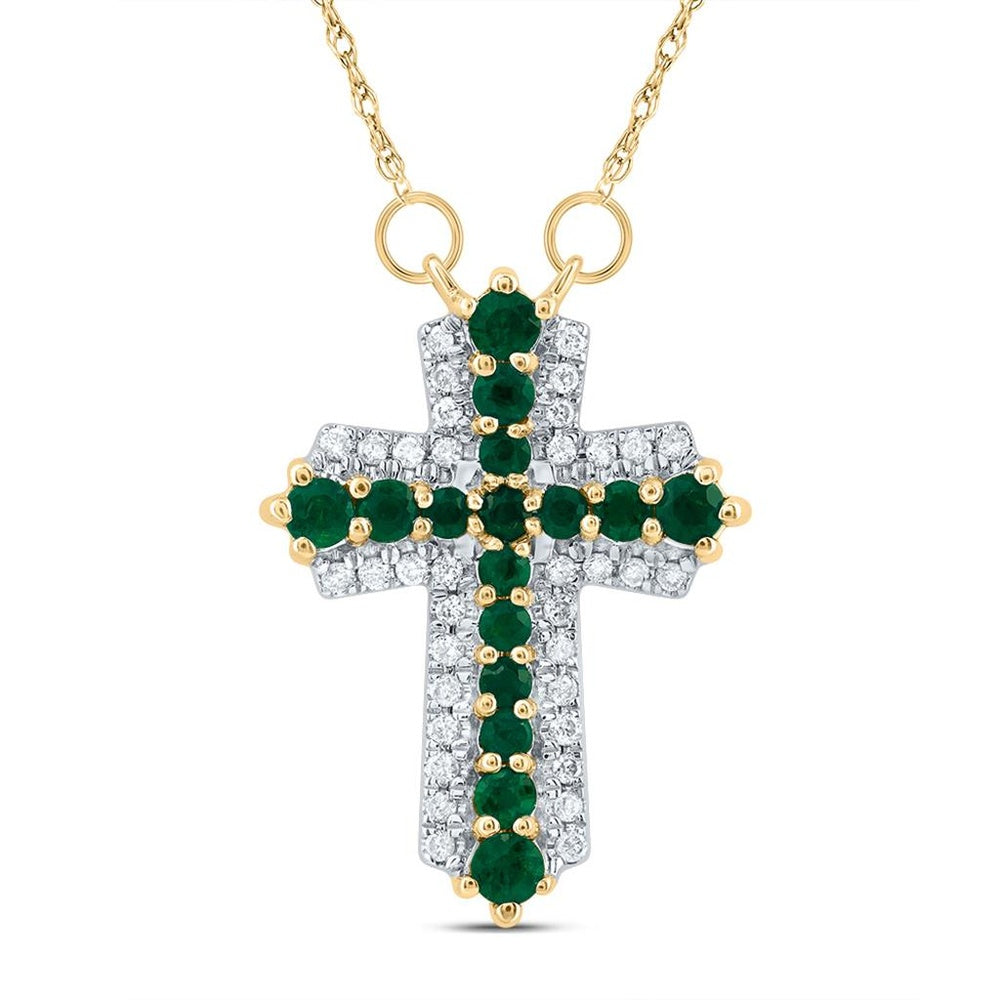 14K Yellow Gold Diamond Cross 18-Inch Necklace - 1/2 Carat Total Diamond Weight