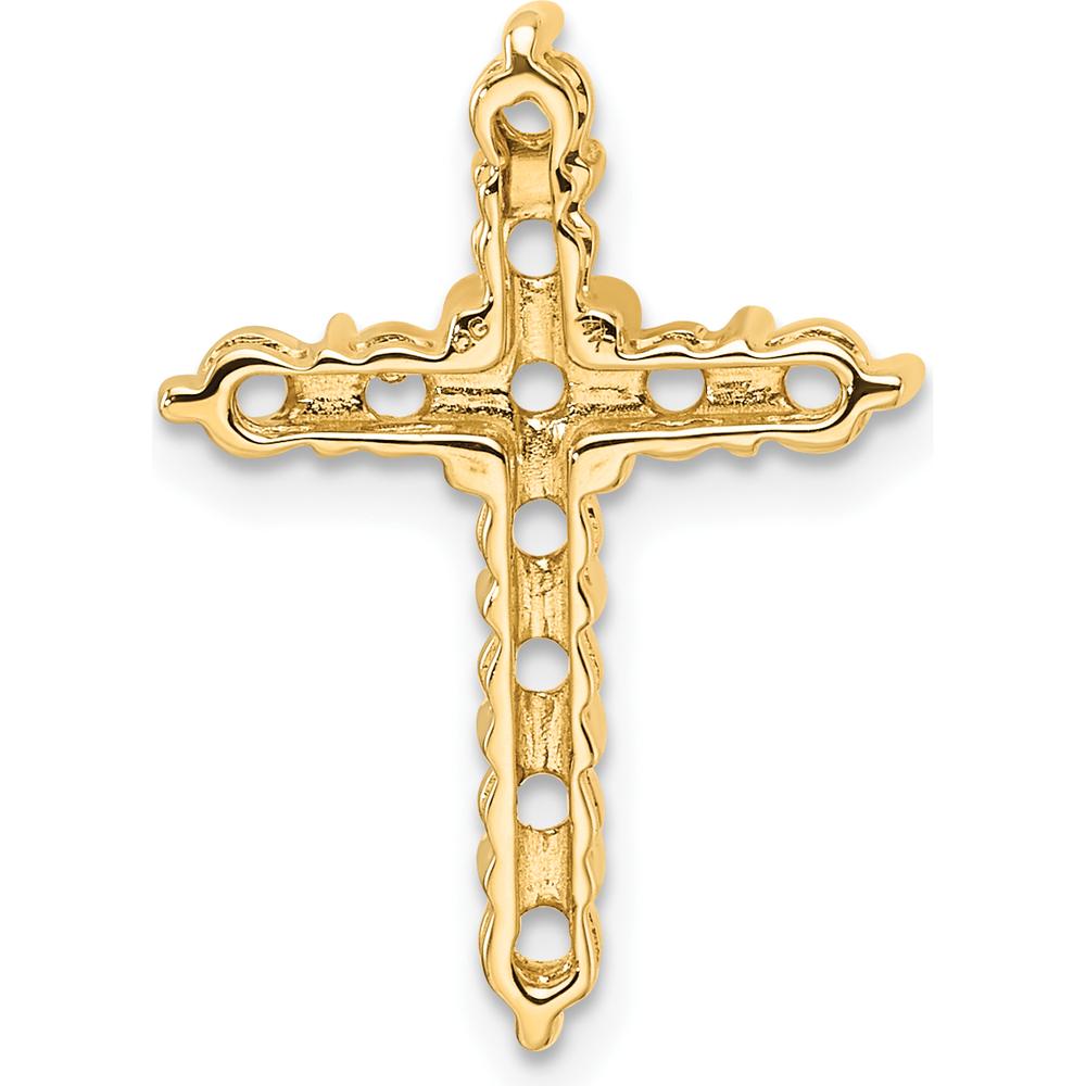 14K Yellow Gold Diamond Cross Chain Slide Mounting with 11 Round Diamonds - 2.8mm Each by Oro Pregiato
