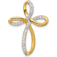 14K Yellow Gold Diamond Cross Omega Slide Pendant with 0.30 Carat Total Diamond Weight by Oro Pregiato
