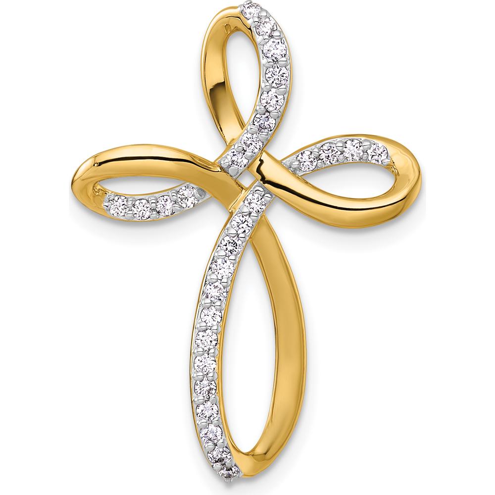 14K Yellow Gold Diamond Cross Omega Slide Pendant with 0.30 Carat Total Diamond Weight by Oro Pregiato
