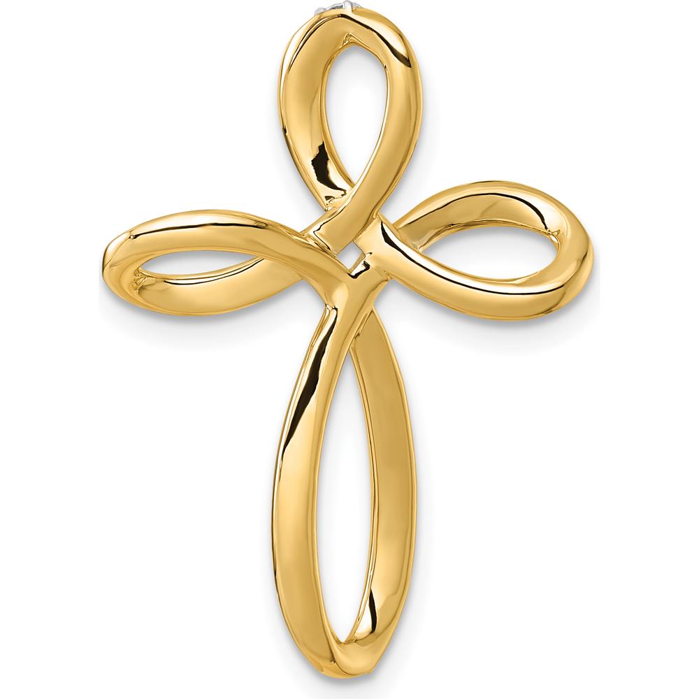14K Yellow Gold Diamond Cross Omega Slide Pendant with 0.30 Carat Total Diamond Weight by Oro Pregiato