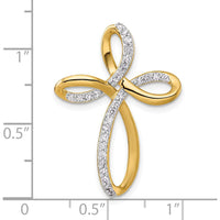 14K Yellow Gold Diamond Cross Omega Slide Pendant with 0.30 Carat Total Diamond Weight by Oro Pregiato