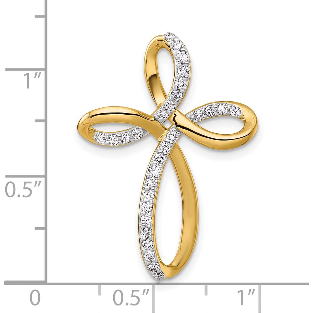 14K Yellow Gold Diamond Cross Omega Slide Pendant with 0.30 Carat Total Diamond Weight by Oro Pregiato