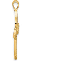 14K Yellow Gold Diamond Cross Passion Pendant with Round Side Stone Settings - 1.9mm & 2.1mm by Oro Pregiato