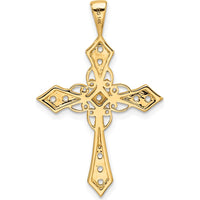 14K Yellow Gold Diamond Cross Passion Pendant with Round Side Stone Settings - 1.9mm & 2.1mm by Oro Pregiato