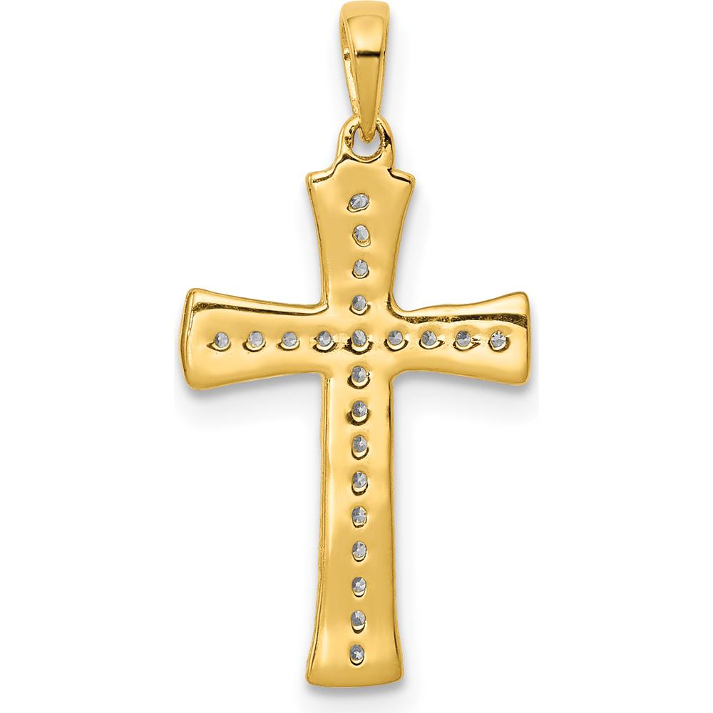 14K Yellow Gold Diamond Cross Pendant - 0.24 Carat Total Diamond Weight by Monteluci Fine Jewelry