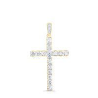 14K Yellow Gold Diamond Cross Pendant - 1/2 Carat Total Diamond Weight