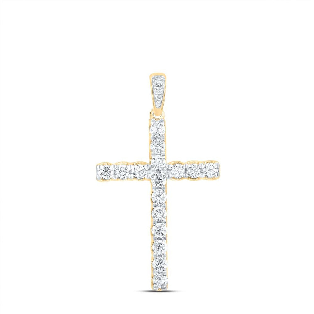 14K Yellow Gold Diamond Cross Pendant - 1/2 Carat Total Diamond Weight