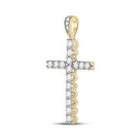 14K Yellow Gold Diamond Cross Pendant - 1/2 Carat Total Diamond Weight