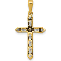 14K Yellow Gold Diamond Cross Pendant - 1/4 Carat Total Diamond Weight by Monteluci Fine Jewelry
