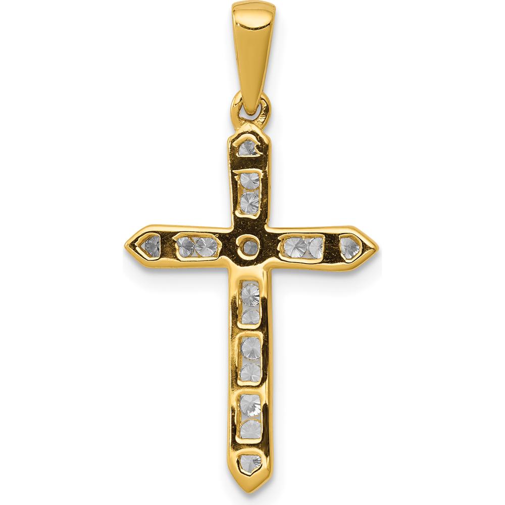14K Yellow Gold Diamond Cross Pendant - 1/4 Carat Total Diamond Weight by Monteluci Fine Jewelry