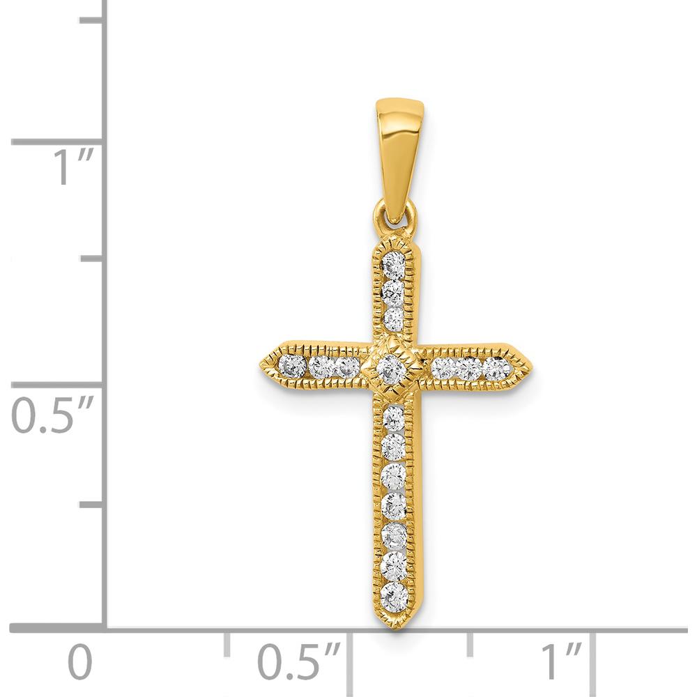 14K Yellow Gold Diamond Cross Pendant - 1/4 Carat Total Diamond Weight by Monteluci Fine Jewelry